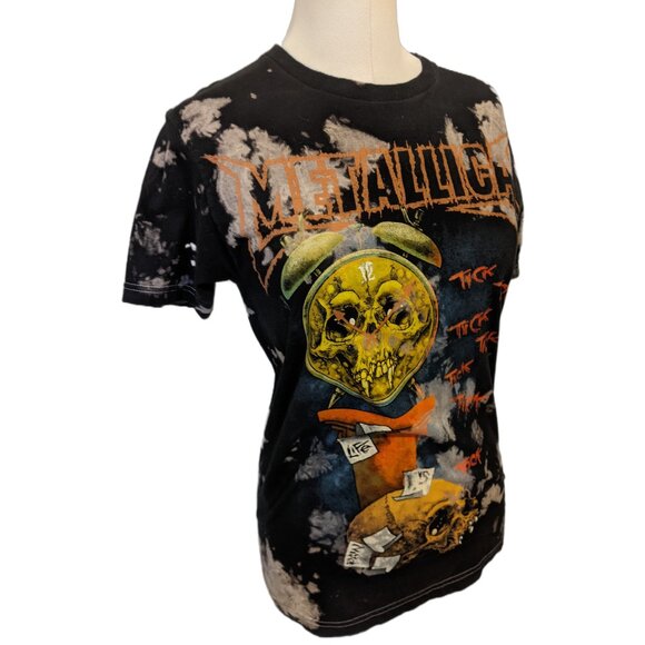 Womens Metallica Bravado Death is Pain T-Shirt Black Graphic Band Tee Acid Wash - Picture 2 of 9